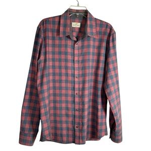 Marine Layer Men's Plaid Long Sleeve Button-up Shirt Red and Blue Size L